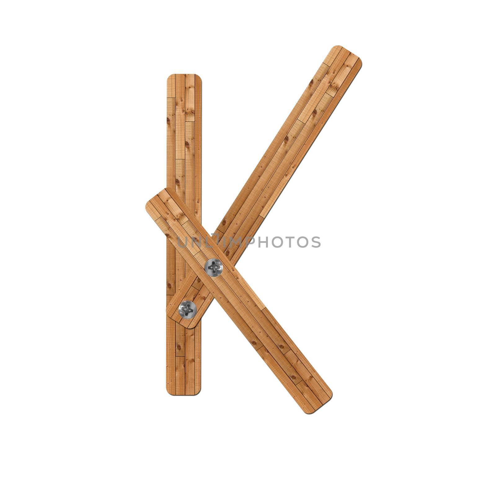 wooden alphabet - letter K� on white background