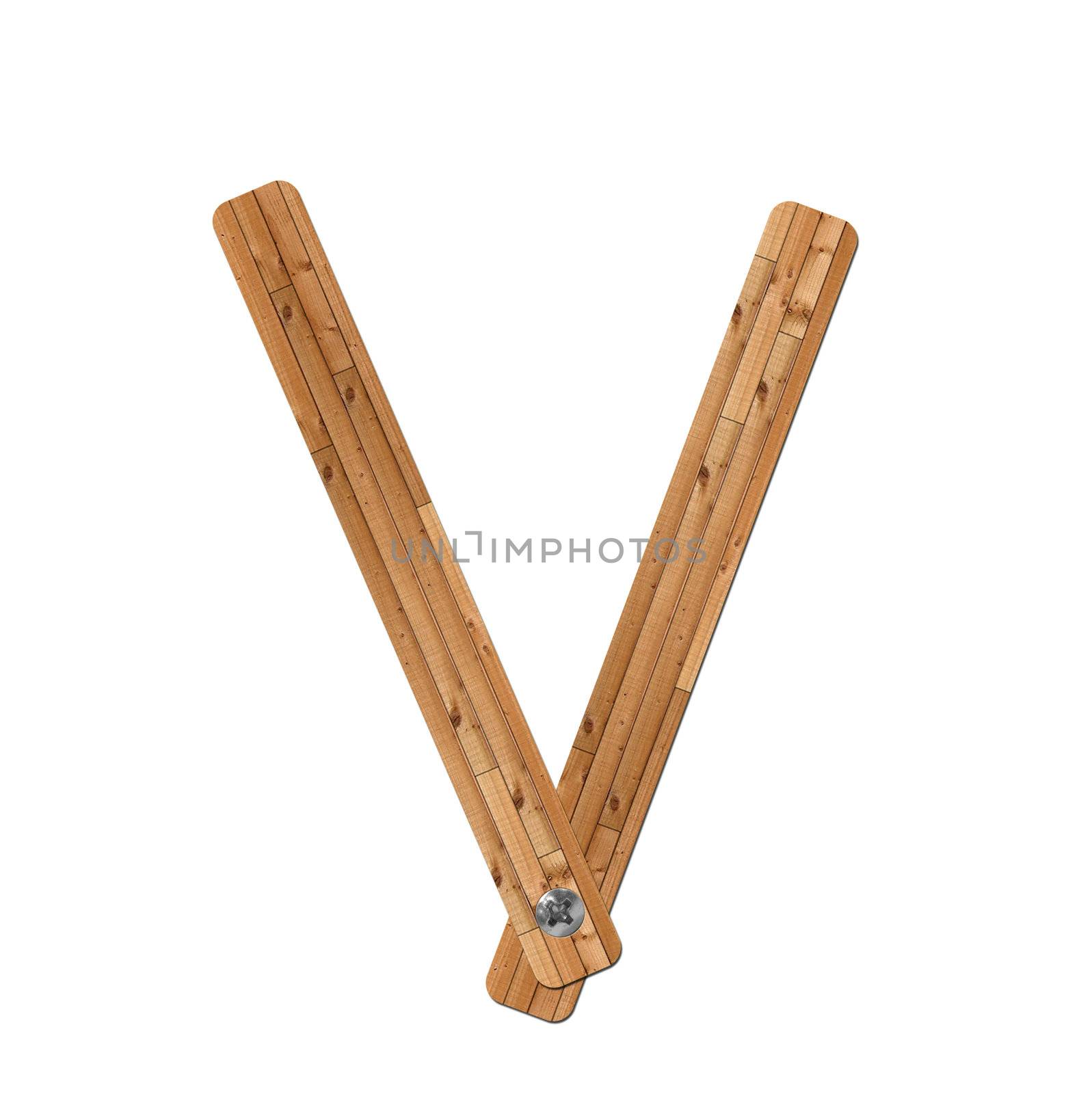 wooden alphabet - letter V� on white background