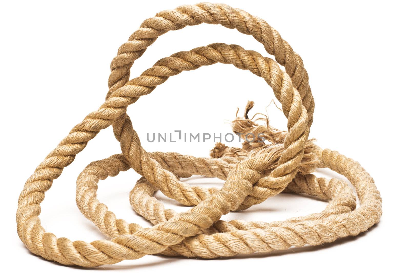 ship rope and knot isolated on white background