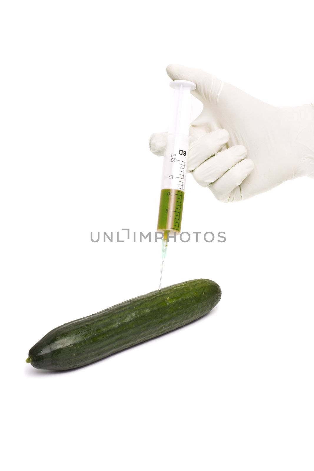 Bio genetics research of food , modified cucumber with syringe