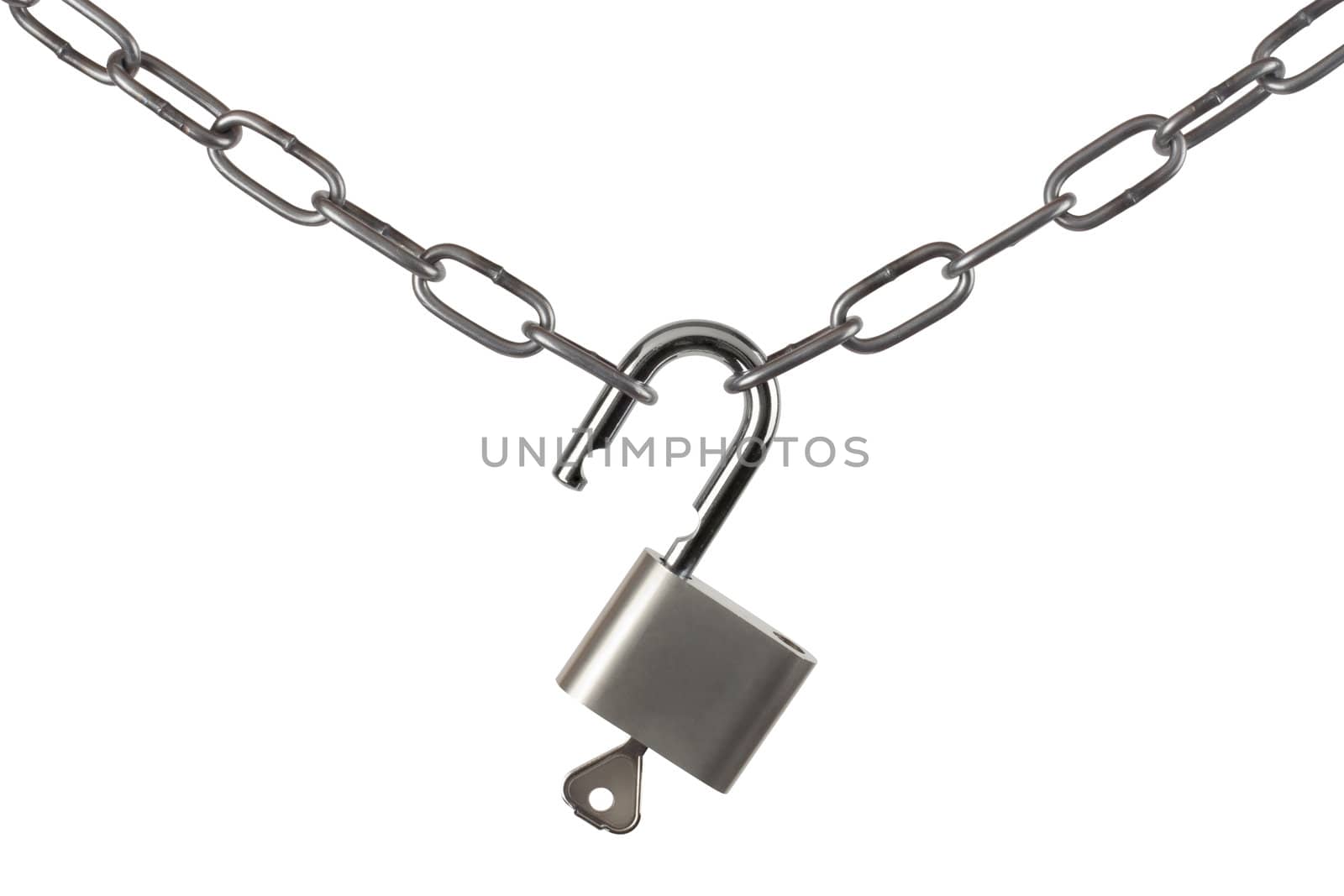 Lock and chain isolated on white background