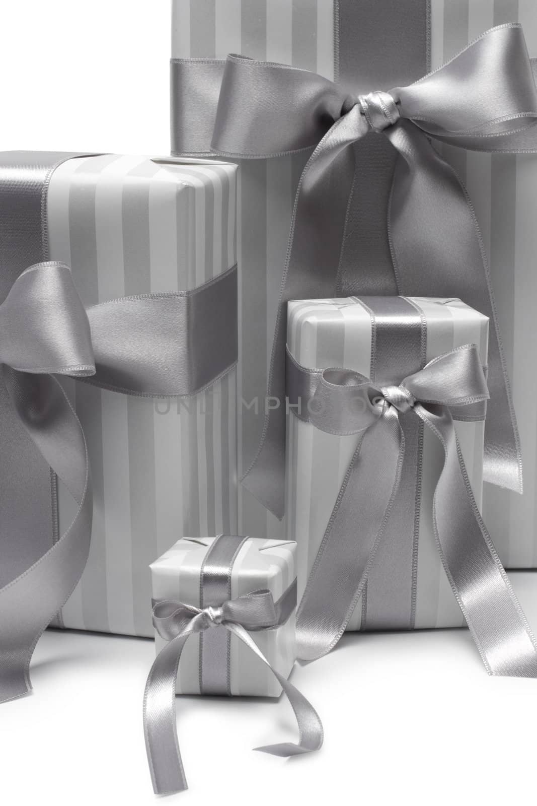 Black and white gift boxes isolated on white background