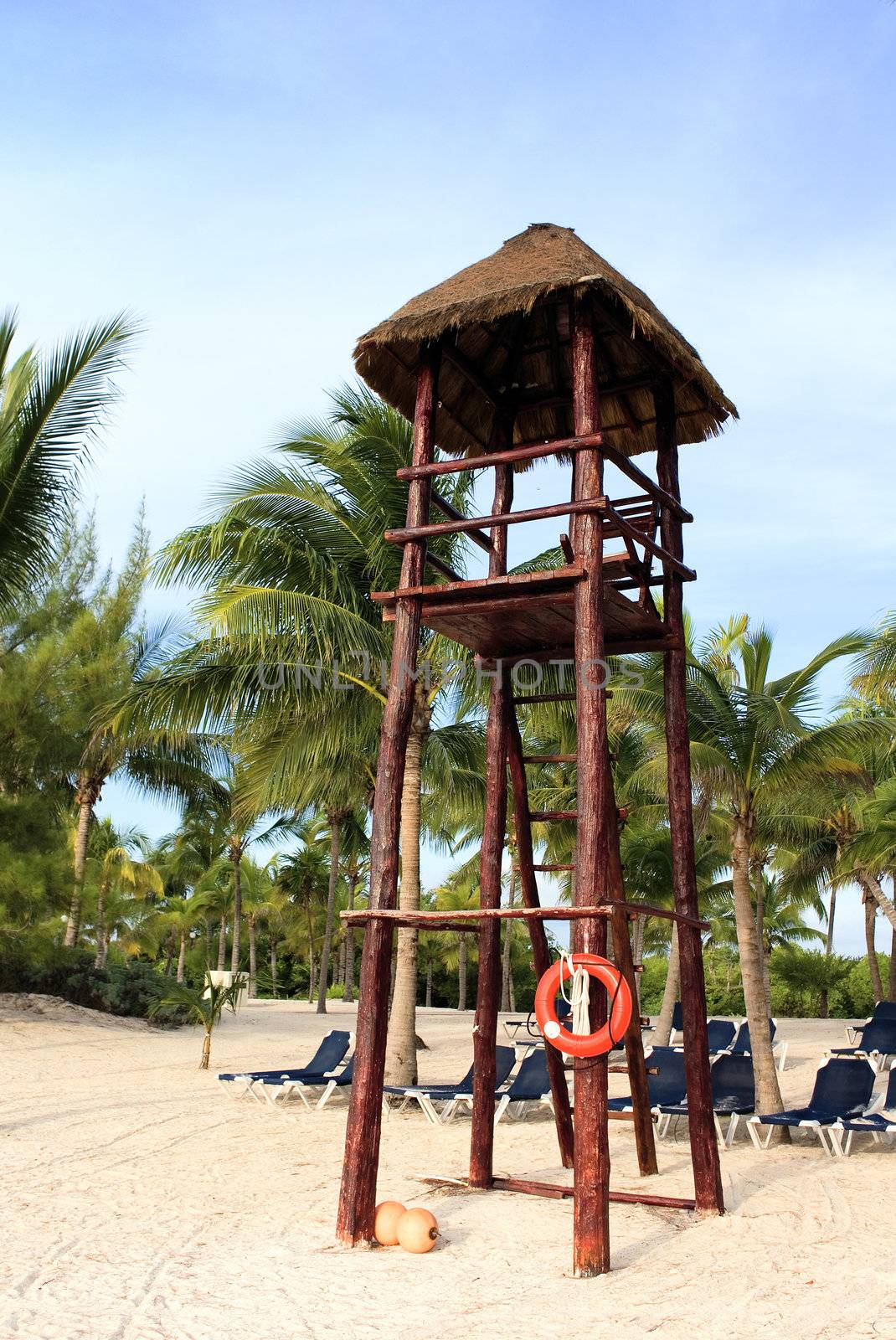 viewpoint in wood on a caribbean beach