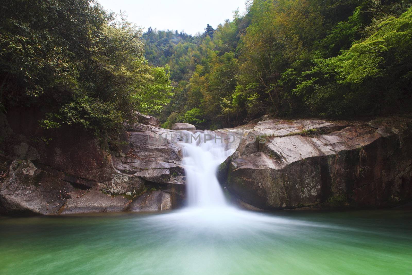 Deep forest waterfall in Wuyuan, China. by kawing921