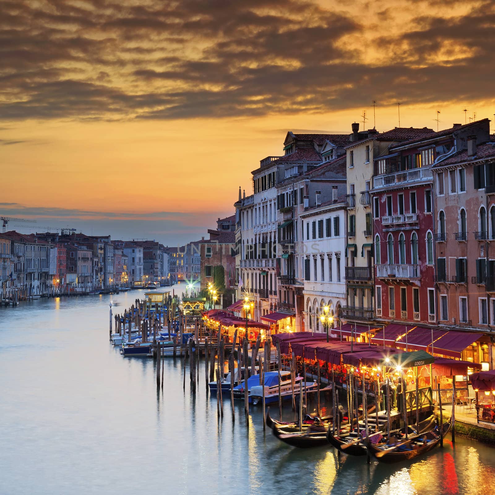Famous Grand Canal at sunset, Venice 