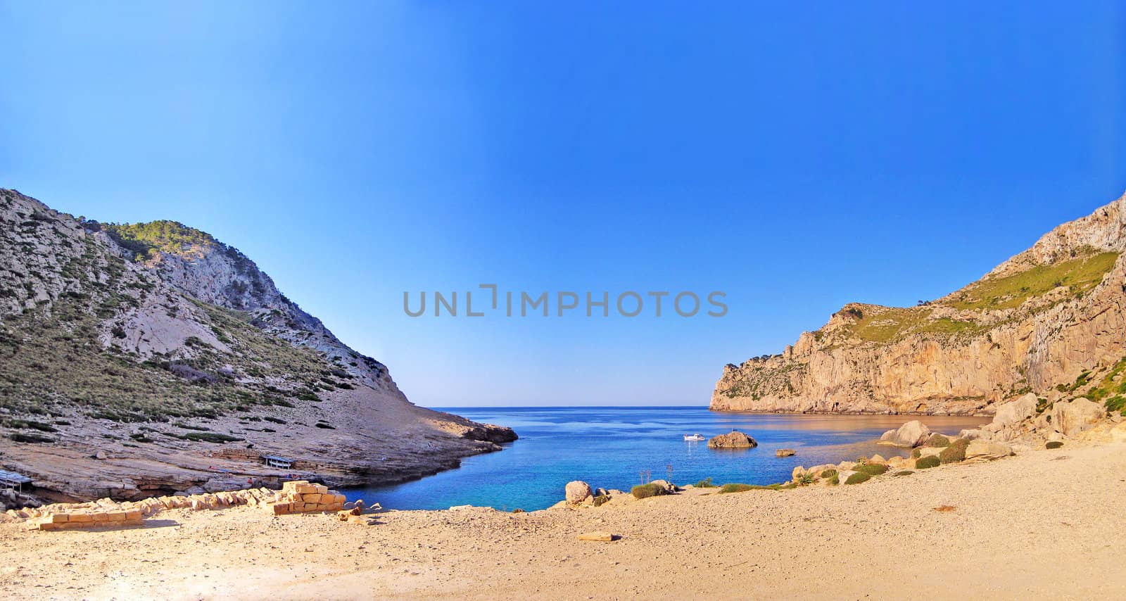 Romantic bay Cala Figuera in the north of the isle majorca, spain