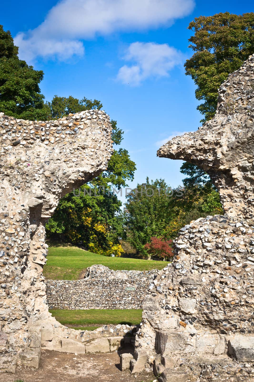 Ruins of the Abbey in Bury St Edmunds, UK