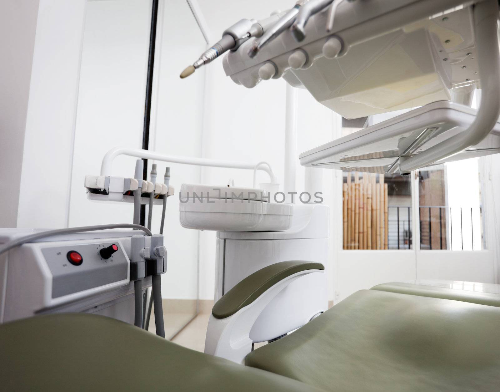 Modern dental chair and tools
