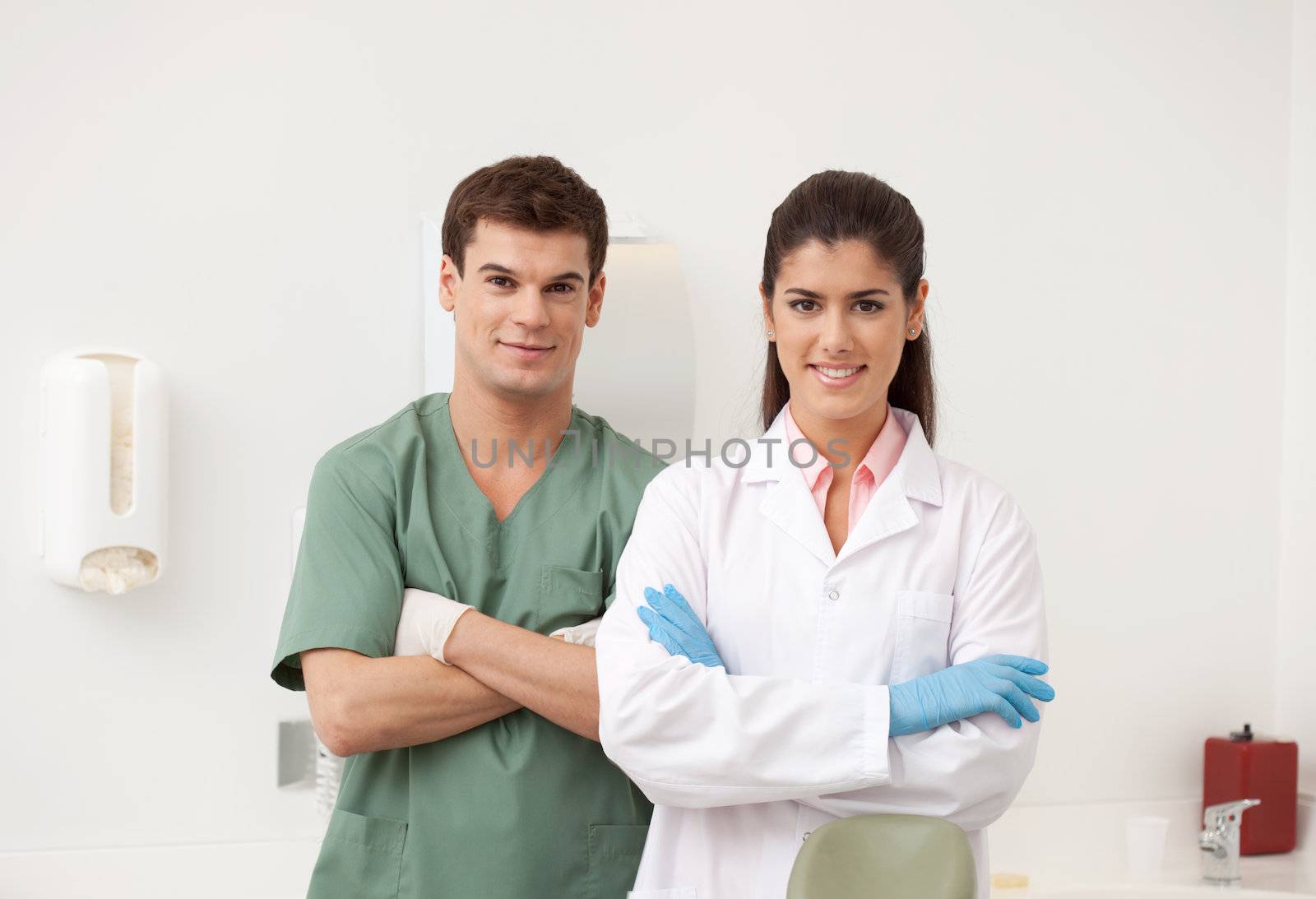 Portrait of a dentail team, smiling at the camera