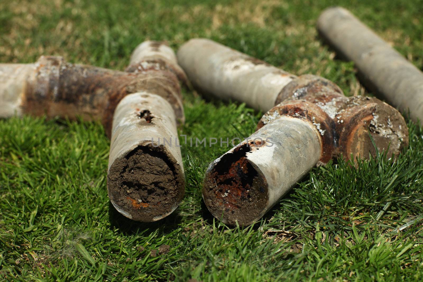 Very Old Corroded and Blocked Steel Household Pipes