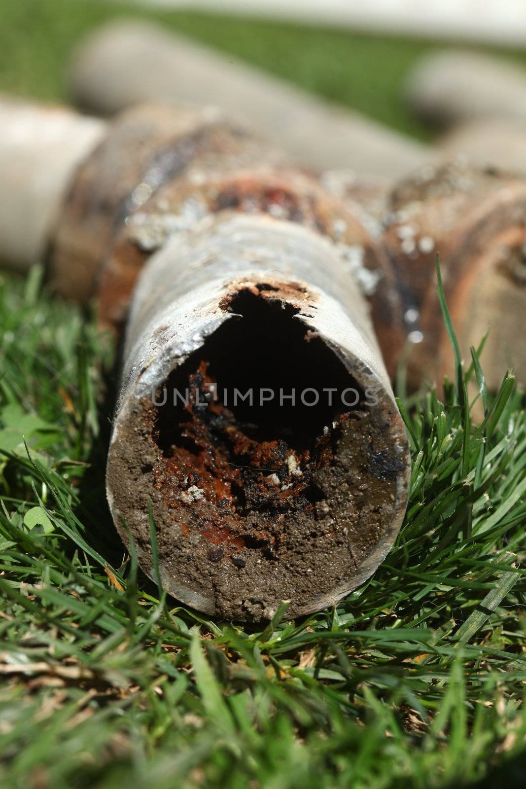 Very Old Corroded and Blocked Steel Household Pipes