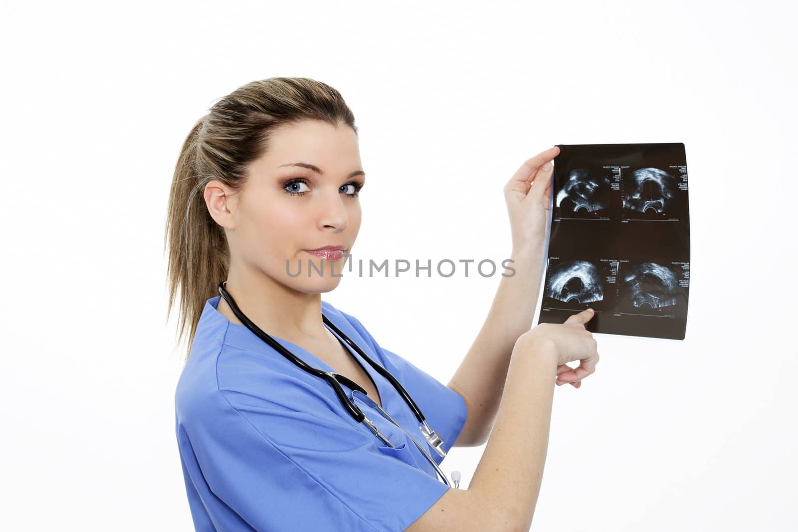 radiologist woman in action in an hospital