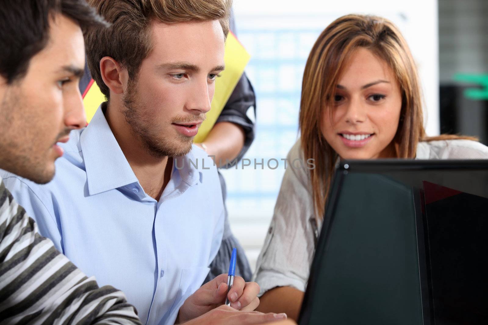 Students around a computer