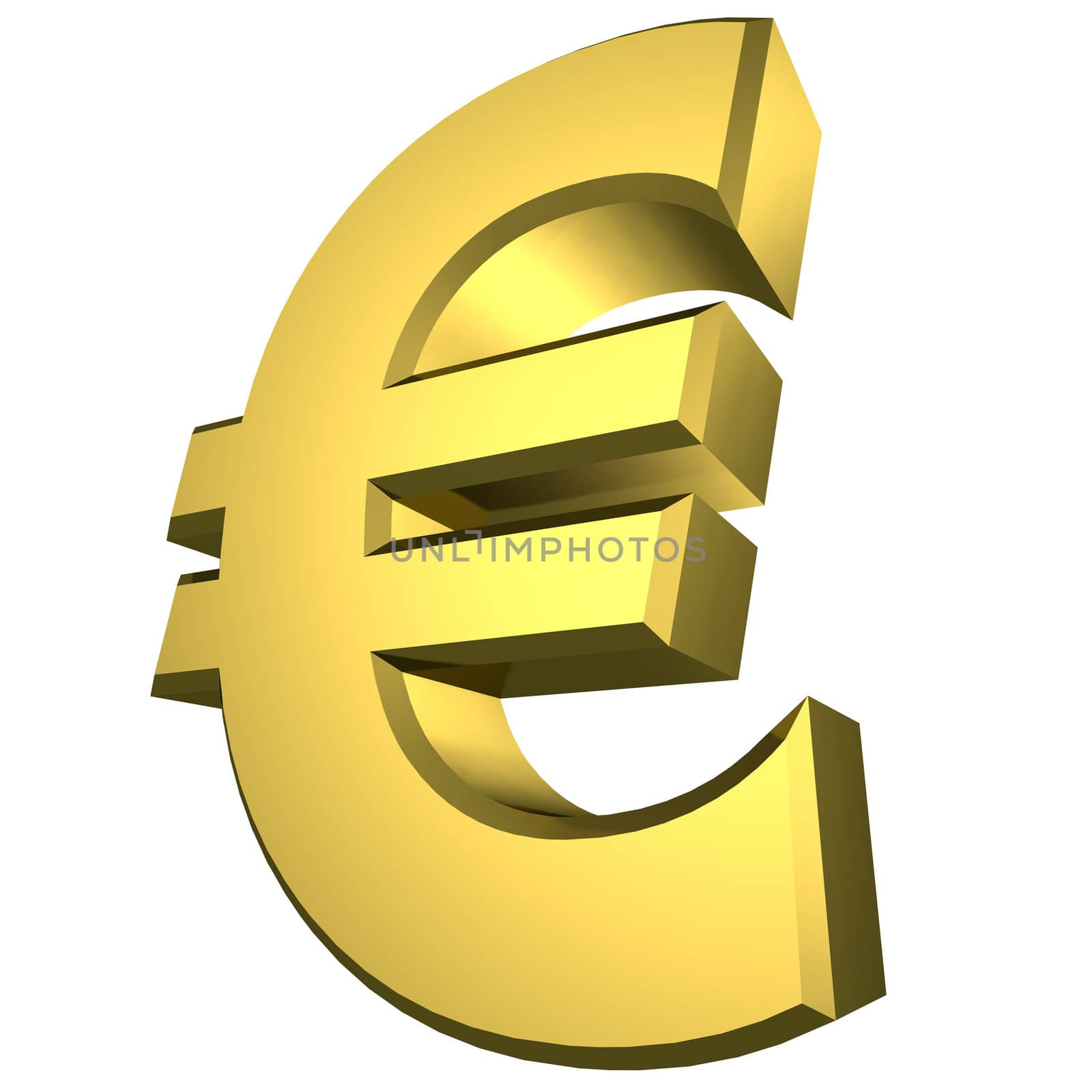 gold euro symbol in 3d isolated over white with clipping path