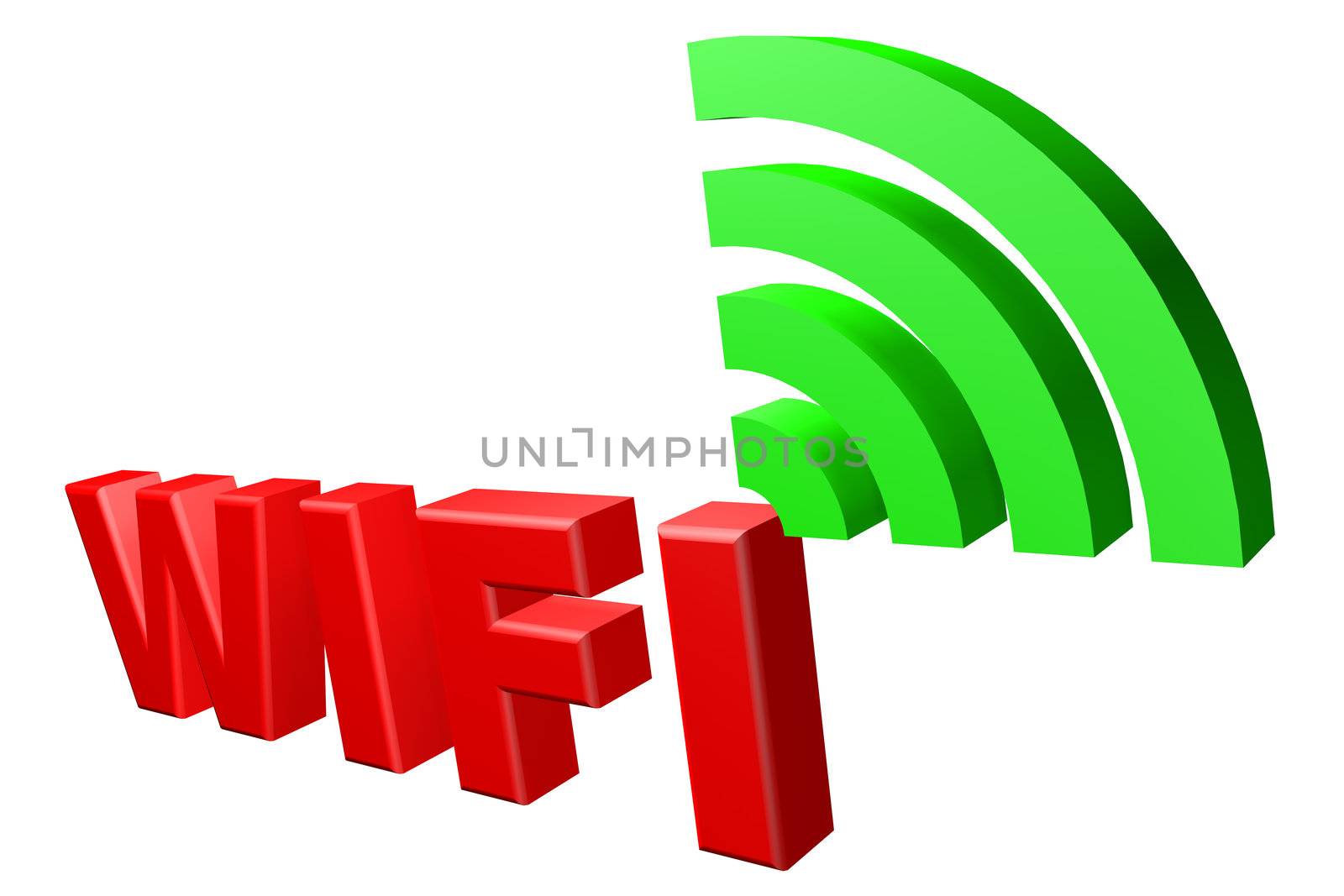 wifiThree dimensional text with excellent concept green signal