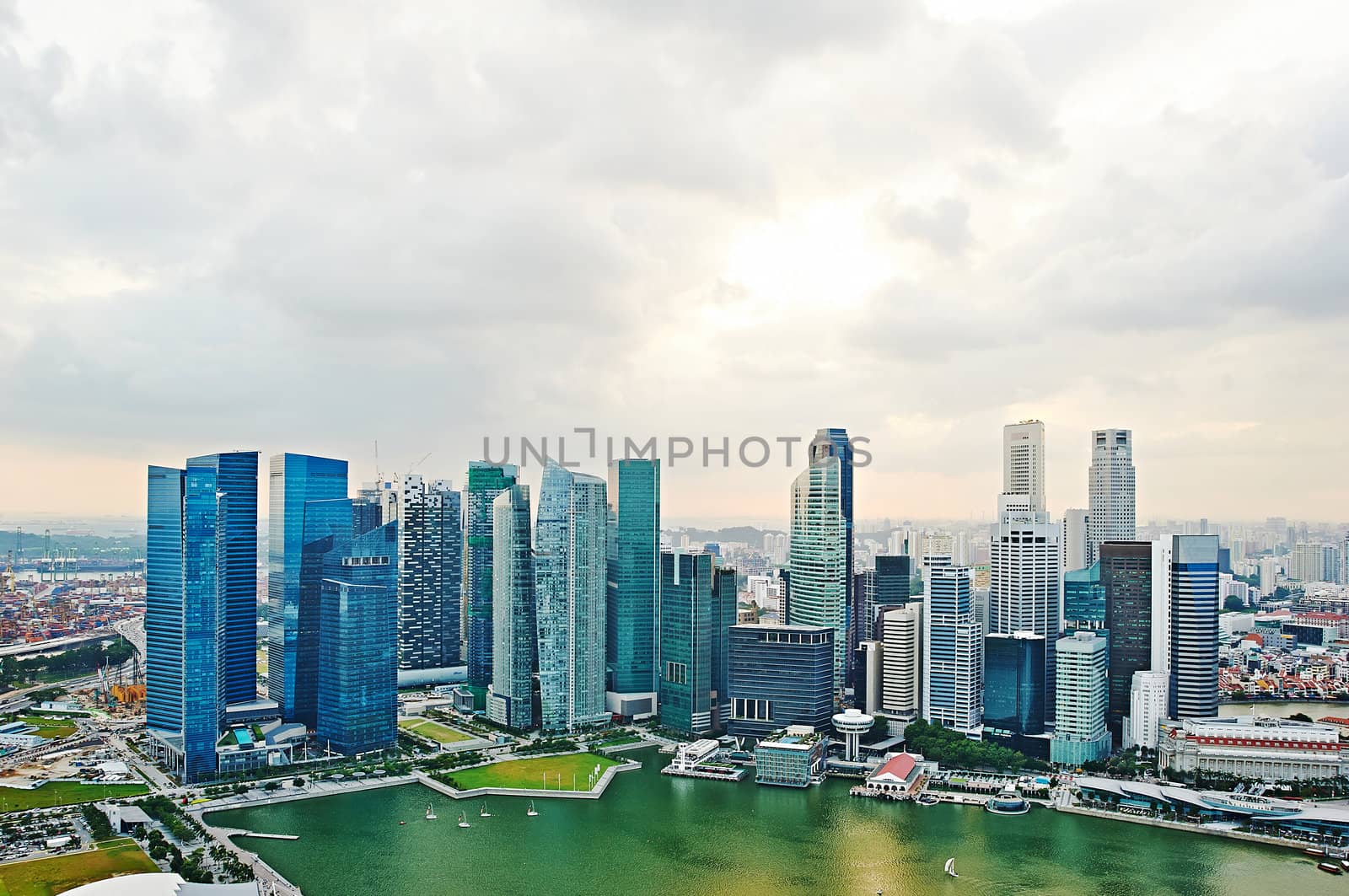 Singapore skyline. View from Marina Bay Sands hotel