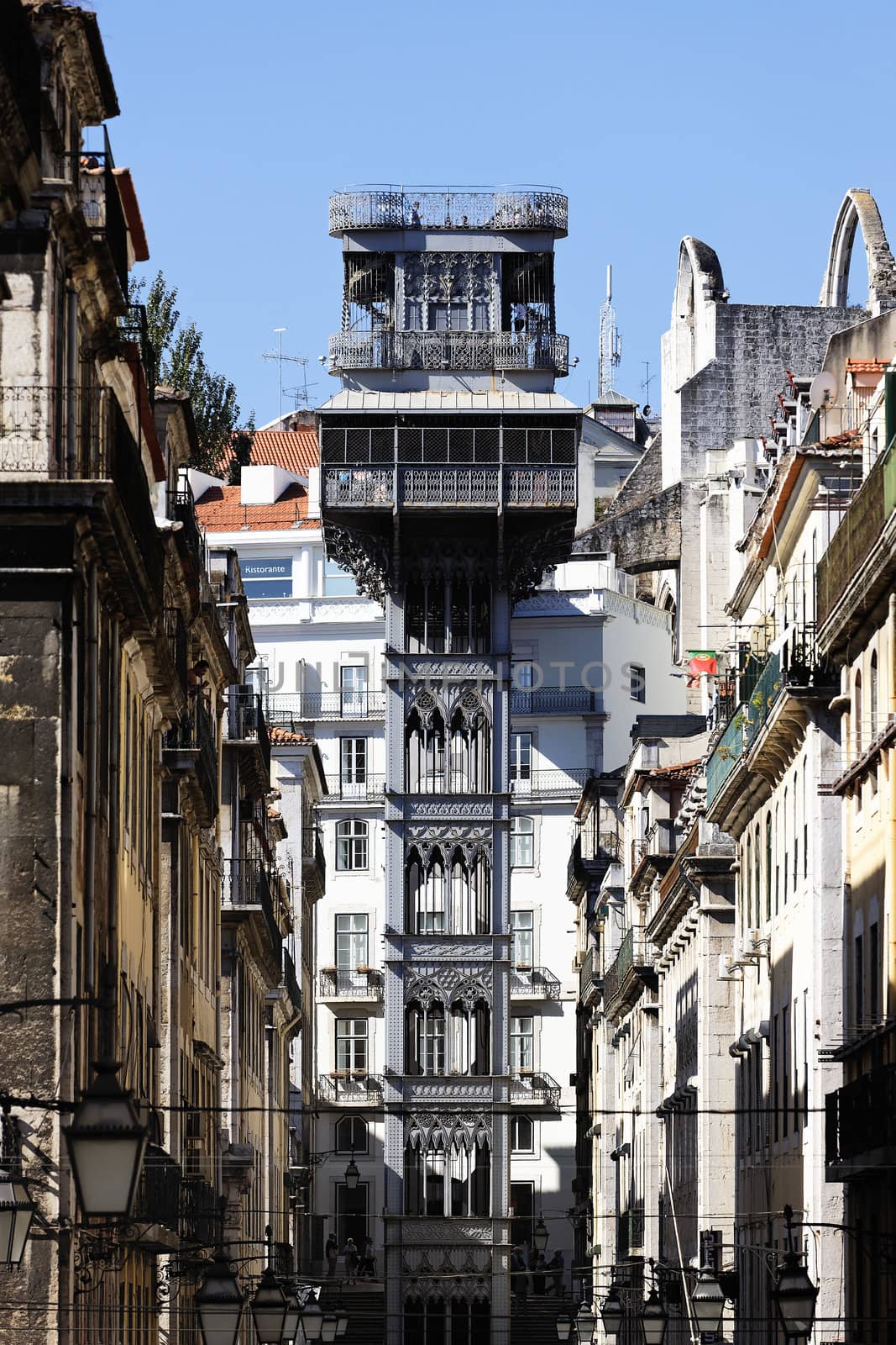 the famous Santa Justa Elevator in Lisbon, Portugal 