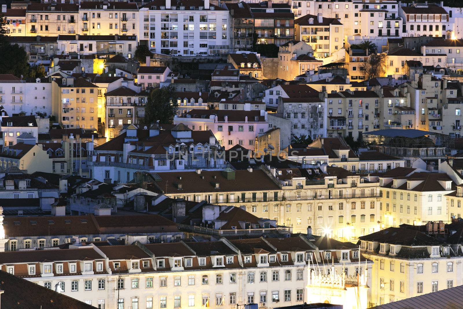view of Lisbon district by night, Portugal