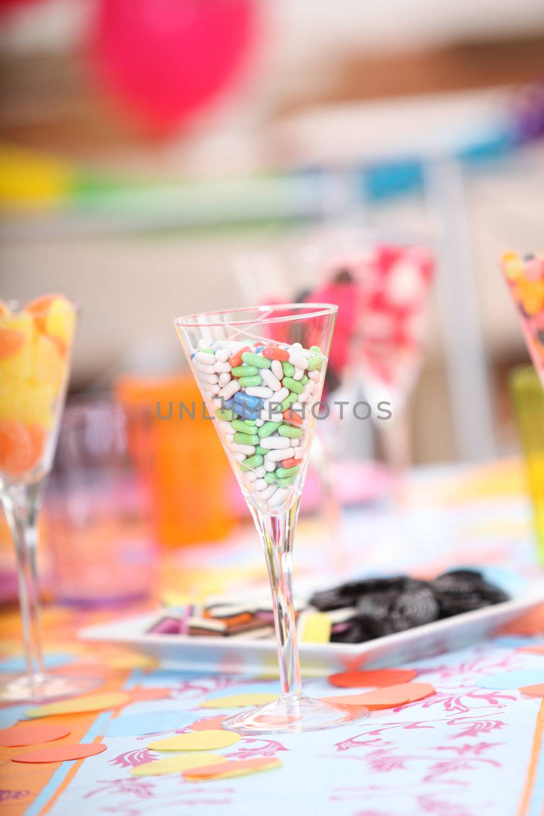Glasses of sweets at a child's birthday party