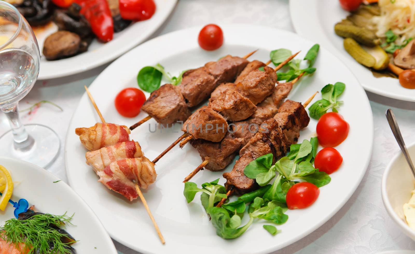 many portion of meat. gourmet shish kebab food by docer2000
