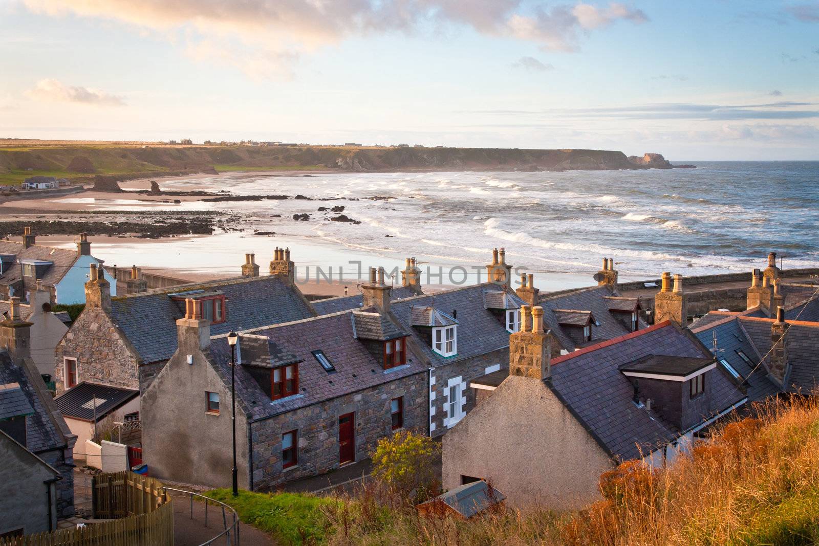 Cullen town in Scotland in the late afternoon sunlight