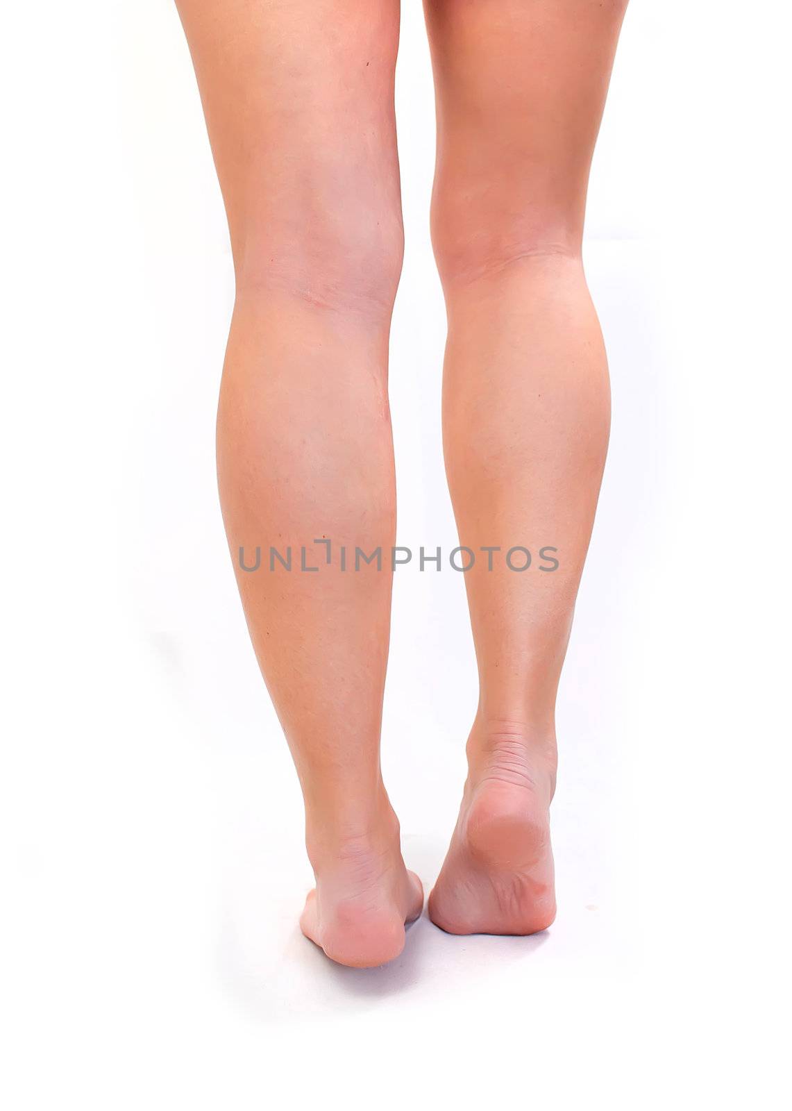 beautiful female legs isolated on white background