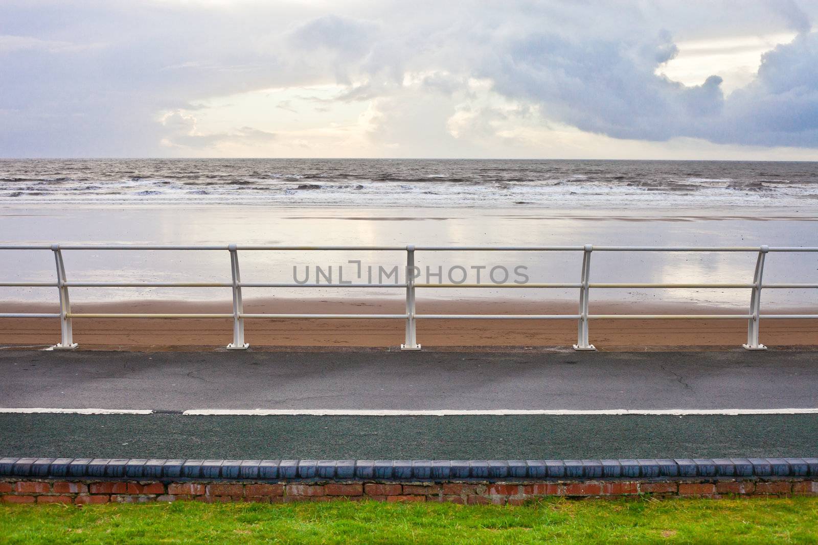 Seaside promenade in South Wales in winter