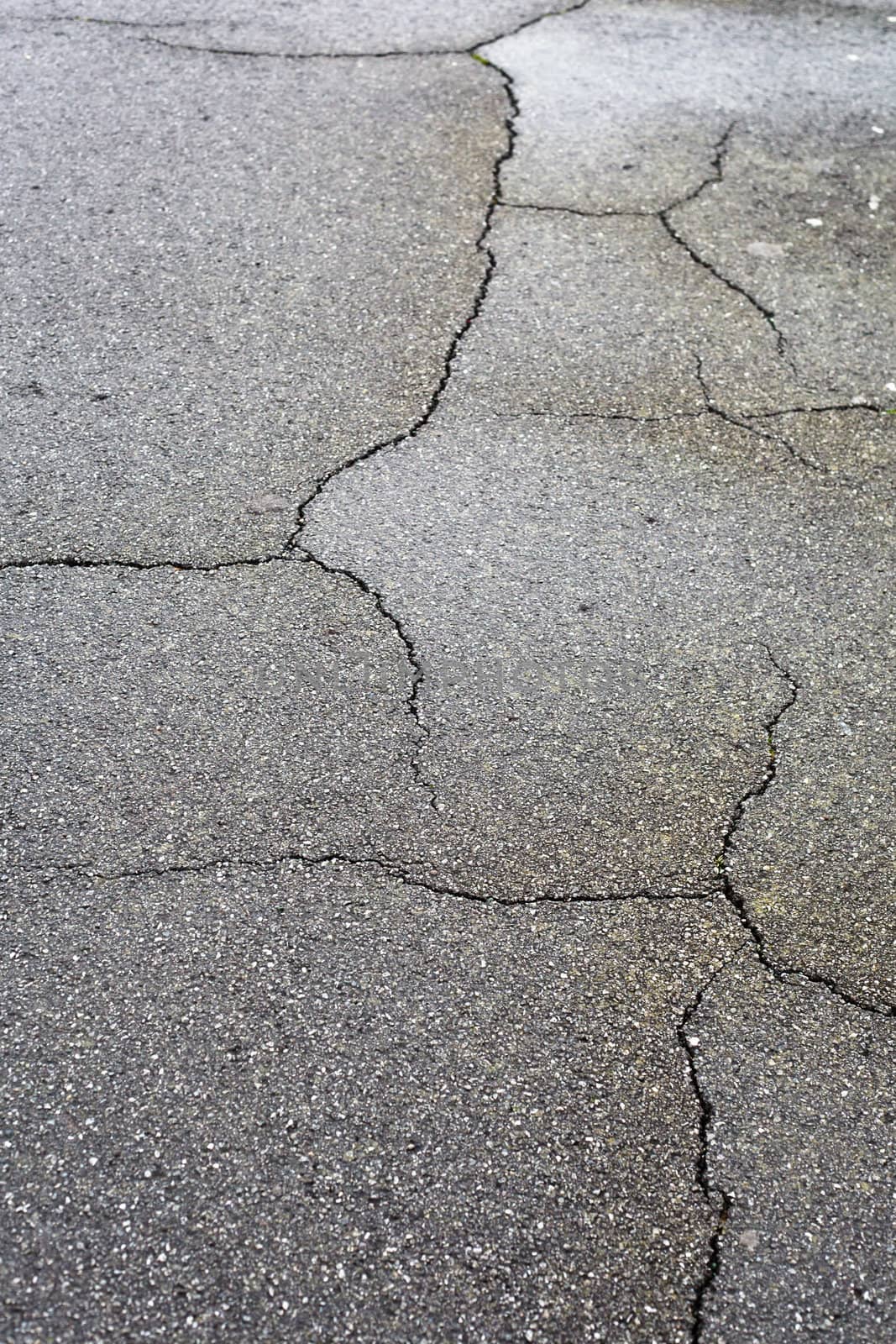 Close up of cracked tarmac as a background