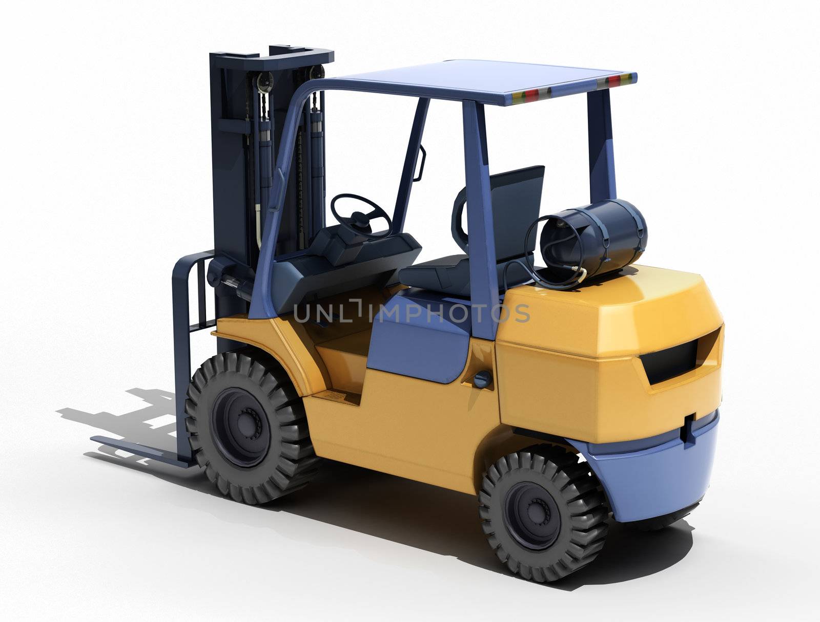 Forklift loader close-up on a light background