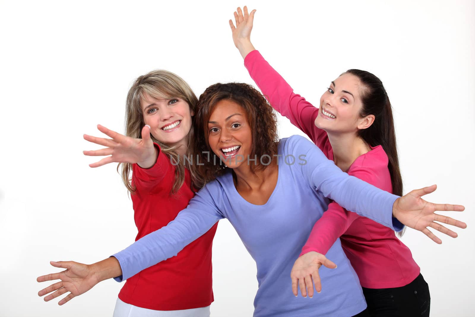 Three excited women