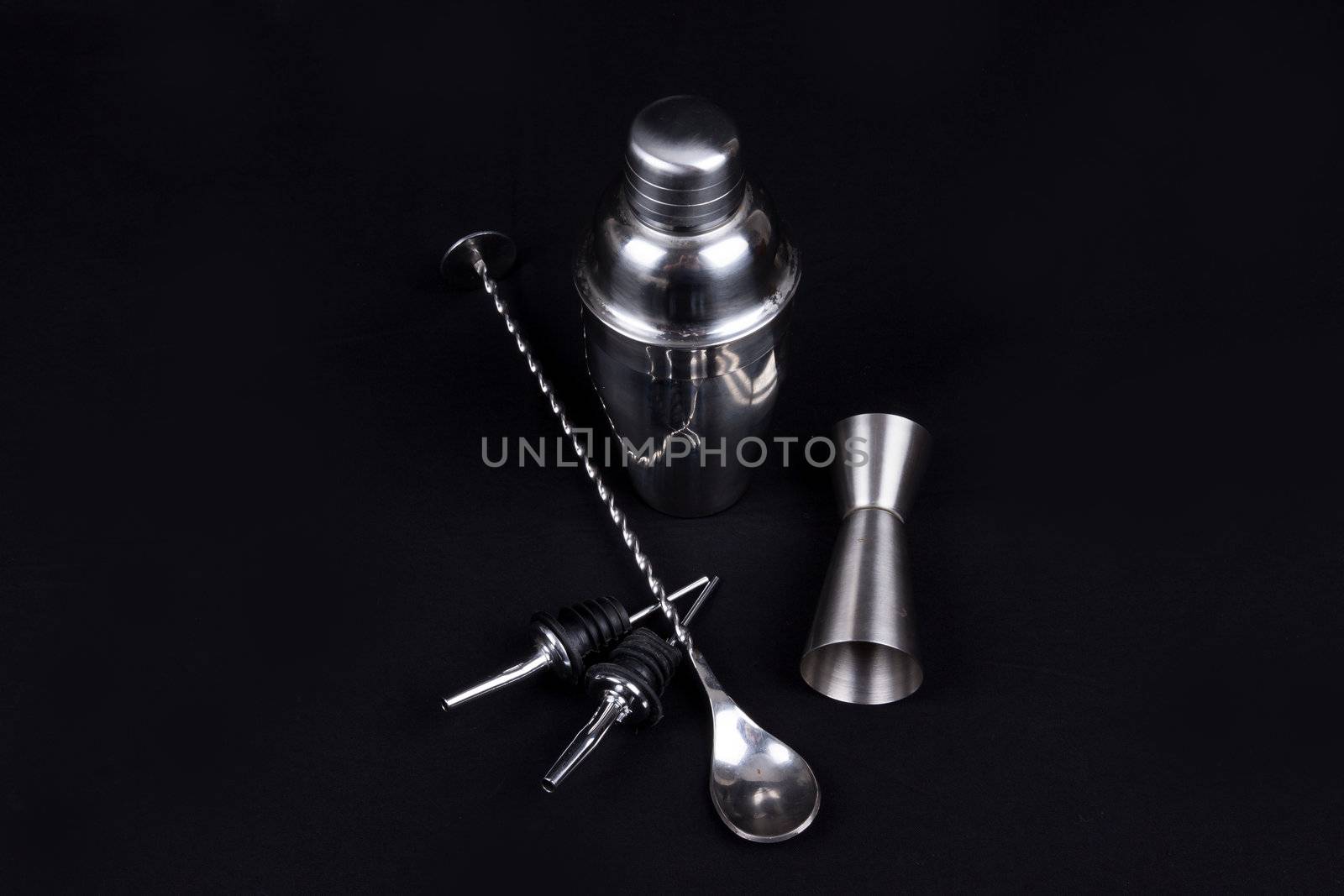 bar tools isolated on black background