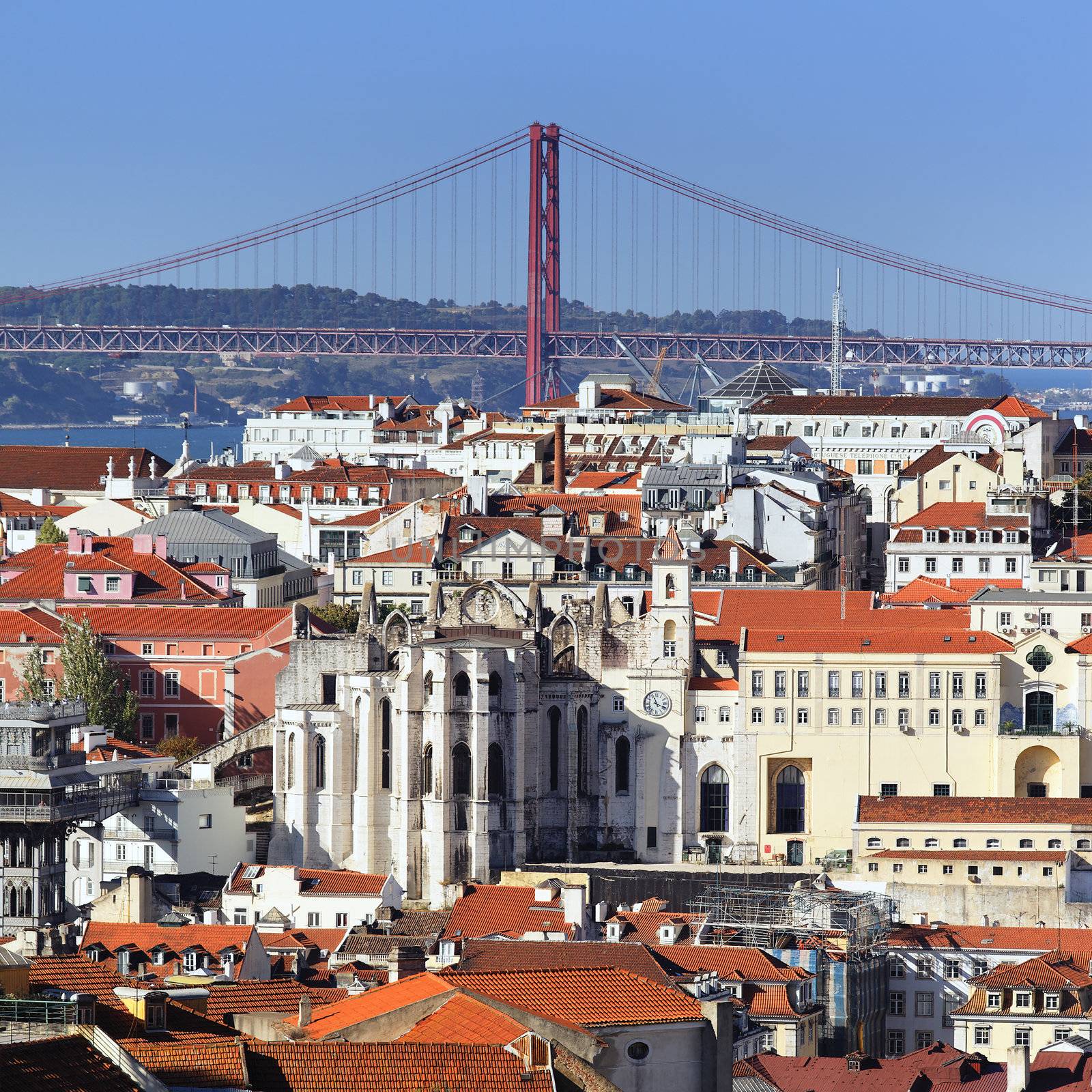 view of Lisbon and the river Tagus, Portugal