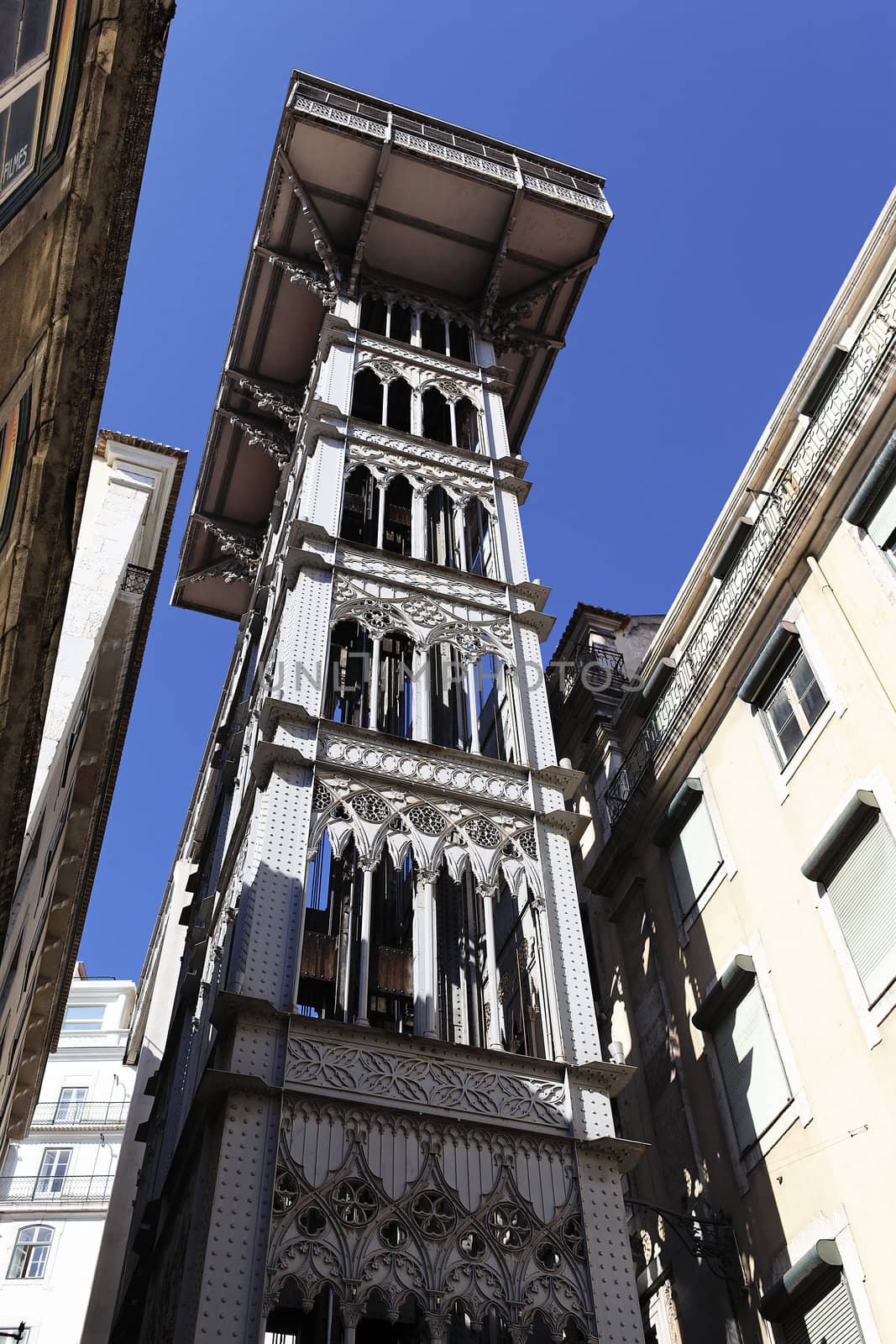 famous Santa Justa Elevator in Lisbon, Portugal