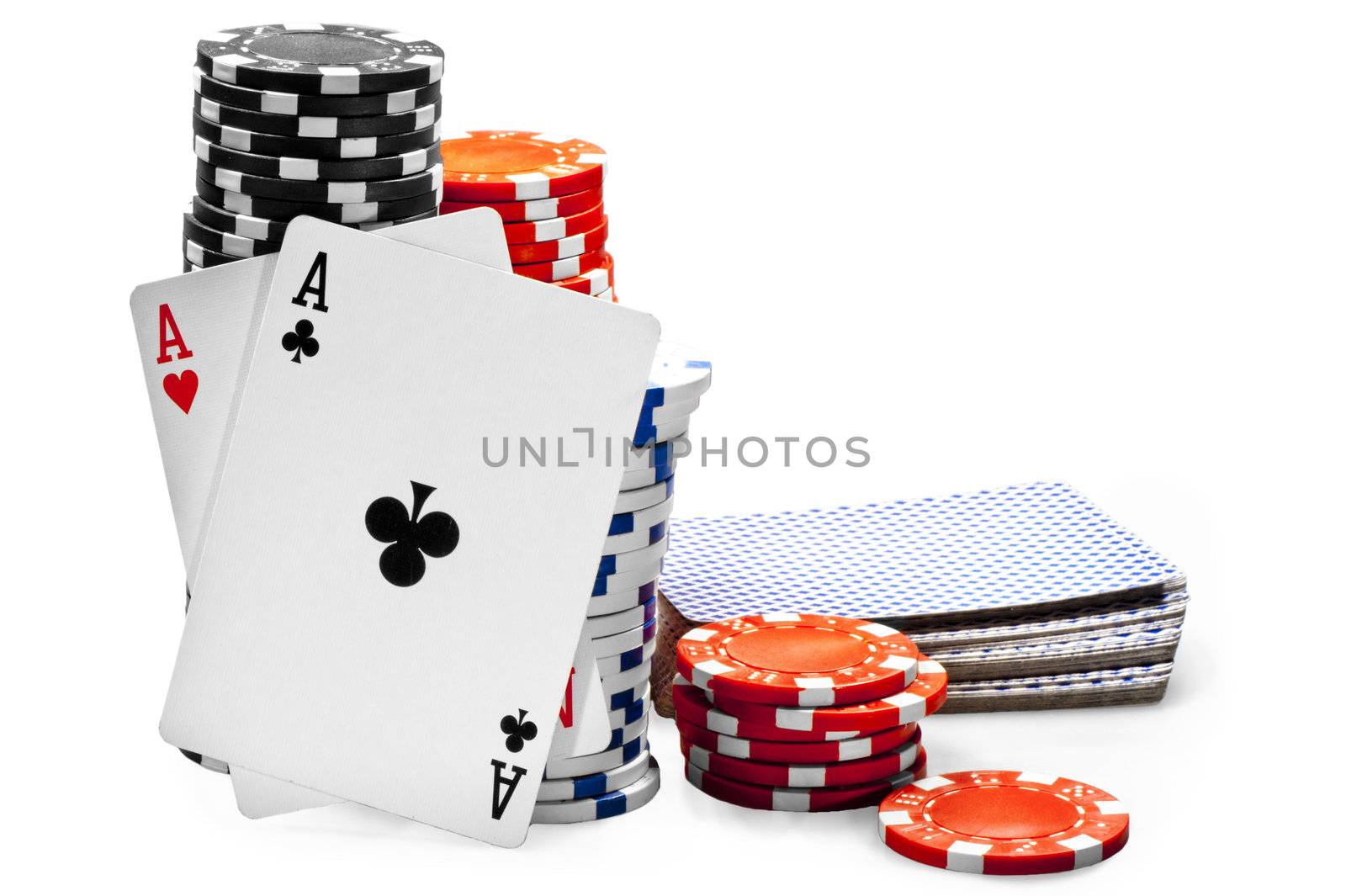 Pair of aces and poker chips by kosmsos111