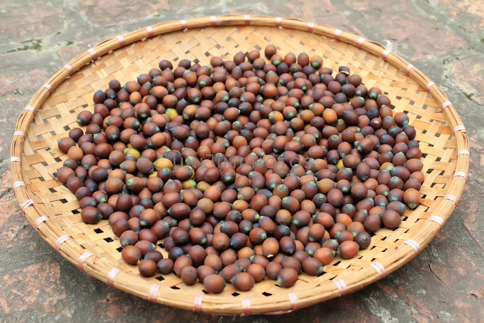 lotus seeds in bamboo basket