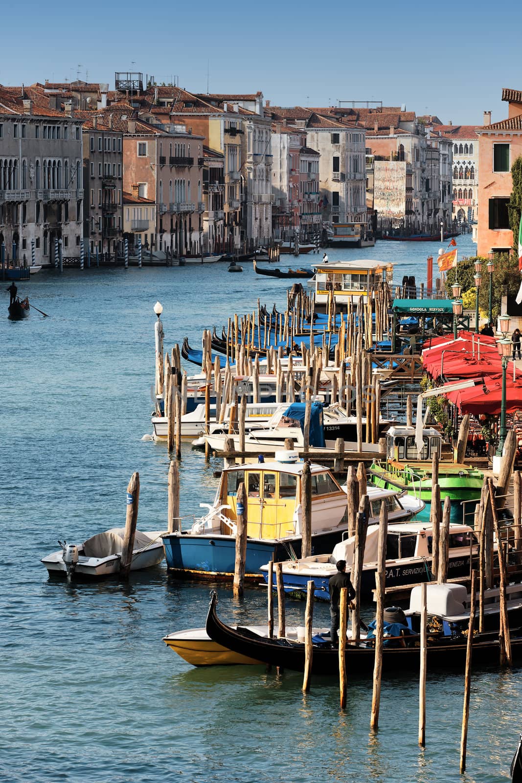 vertical view of Grand Canal in Venice, Italy 