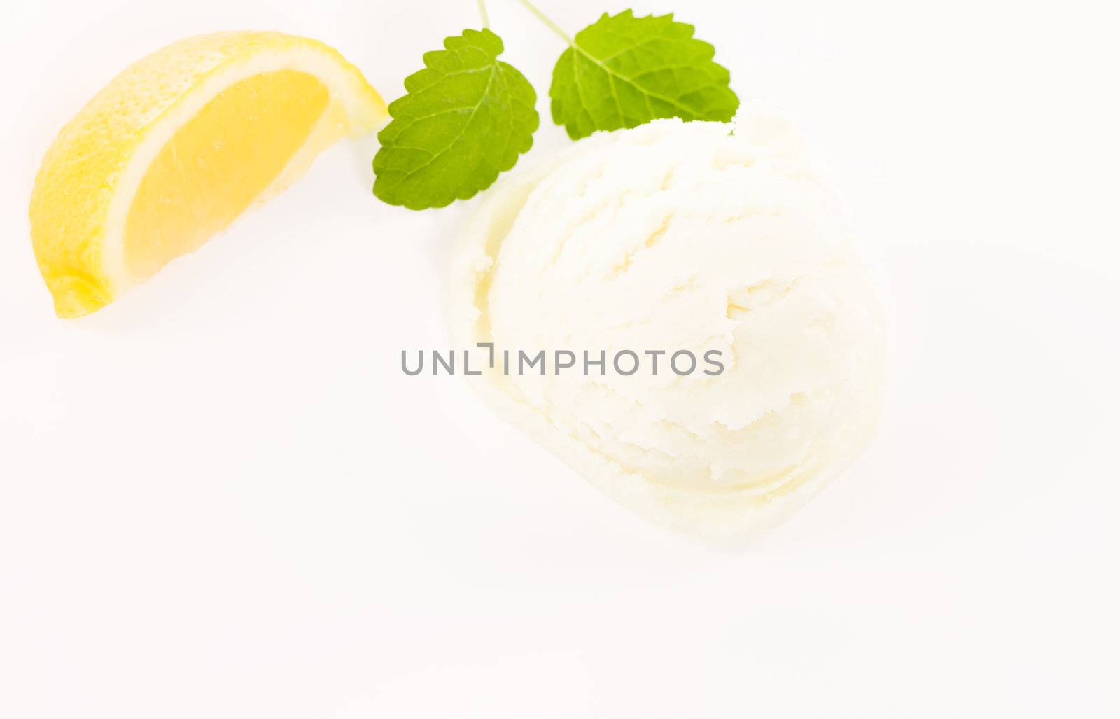 lemon slice with lemon flavor ice cream from top by RobStark