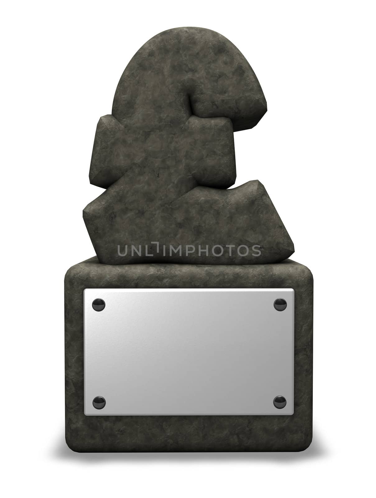 stone pound sterling symbol on white background - 3d illustration