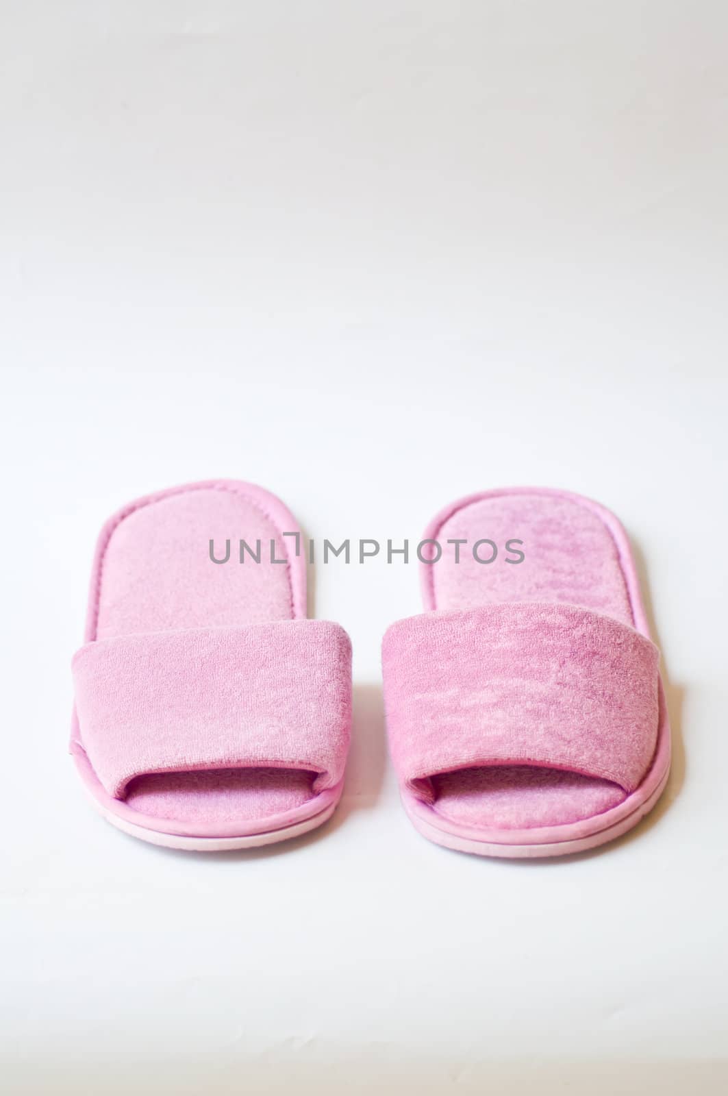 violet slipper on white background for use in house