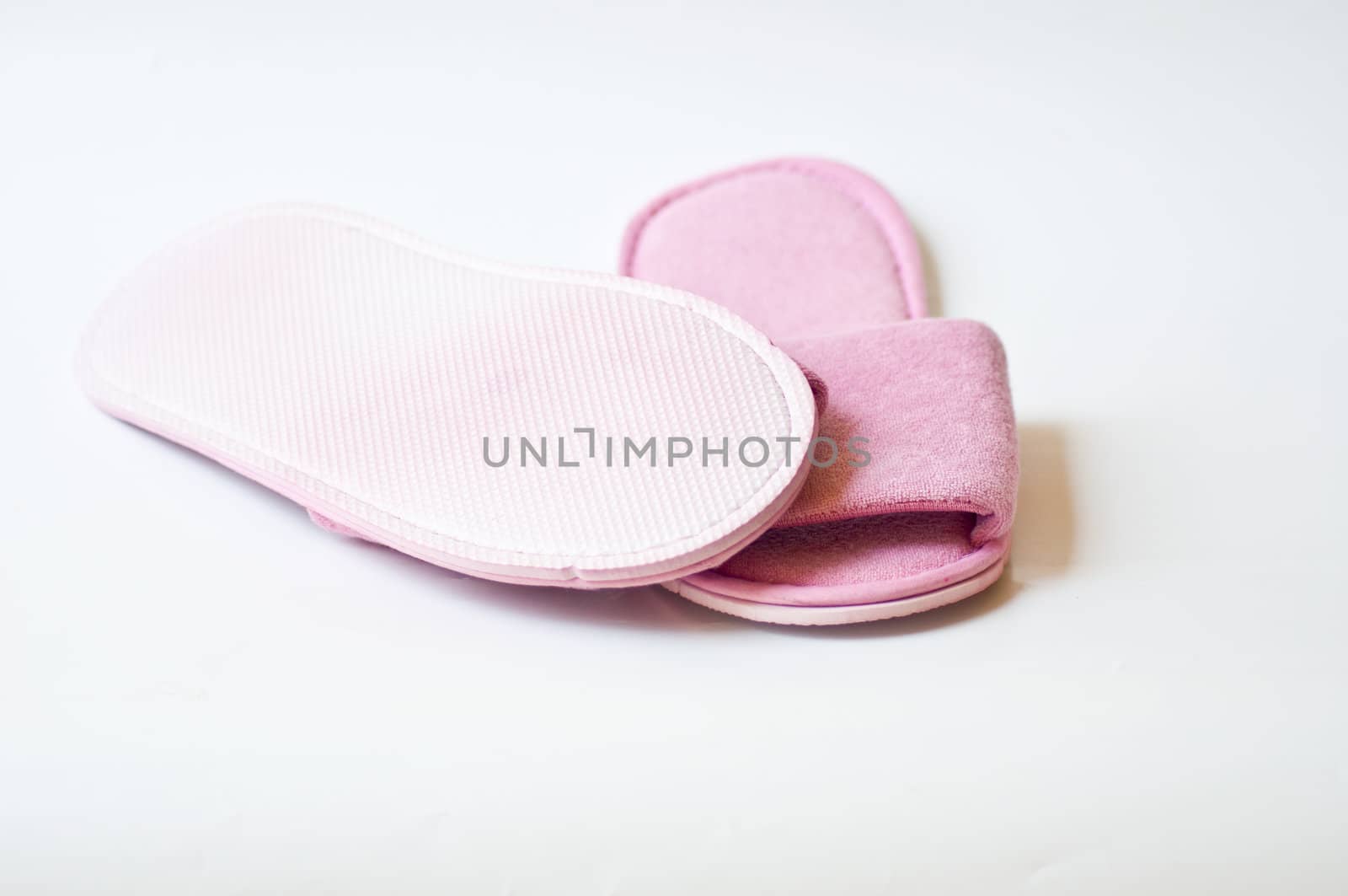 violet slipper on white background for use in house