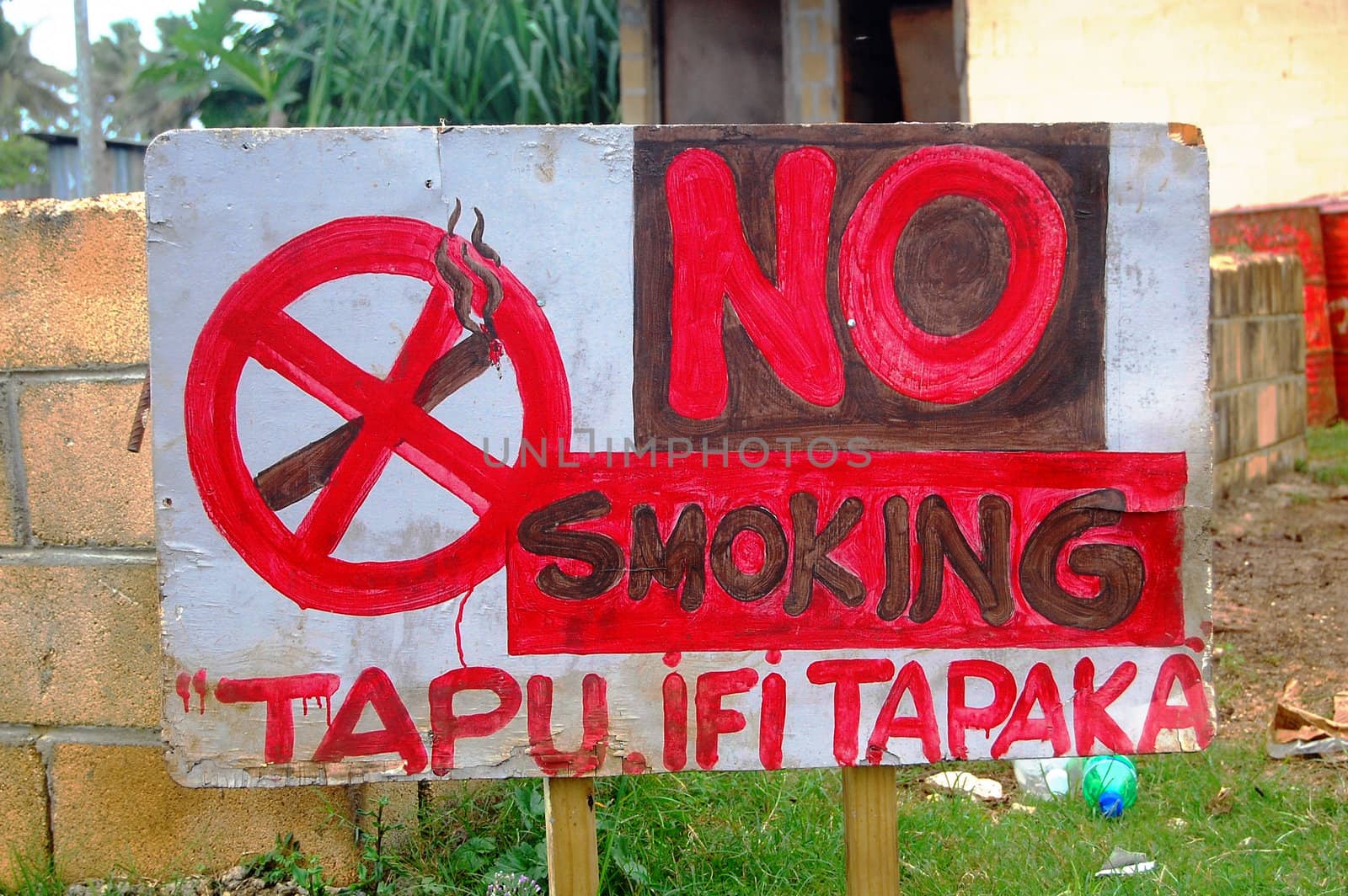 No smoking metal sign plate in Tongan by danemo