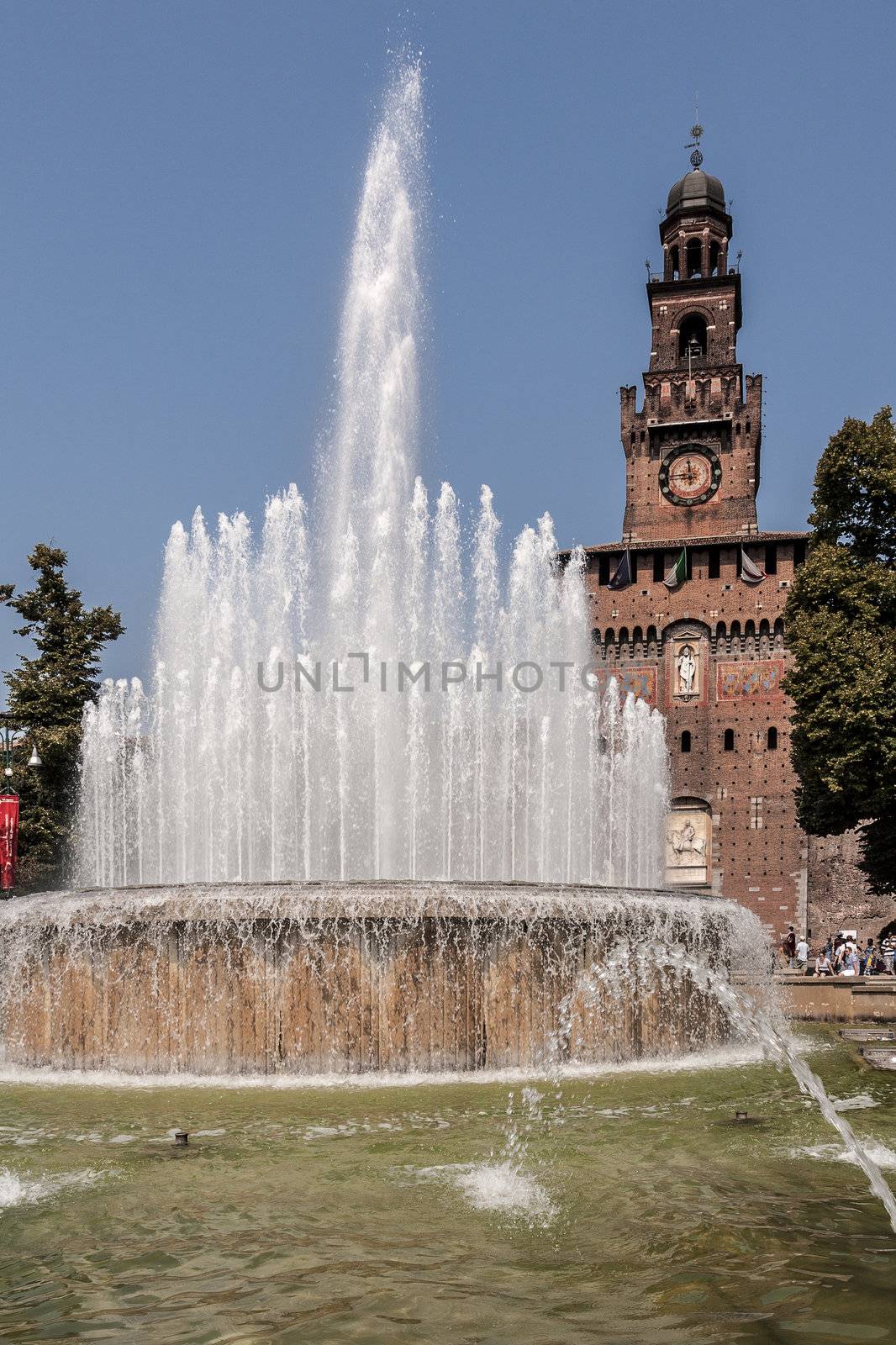 The Castello Sforzesco, a large castle in Milan, Italy.
