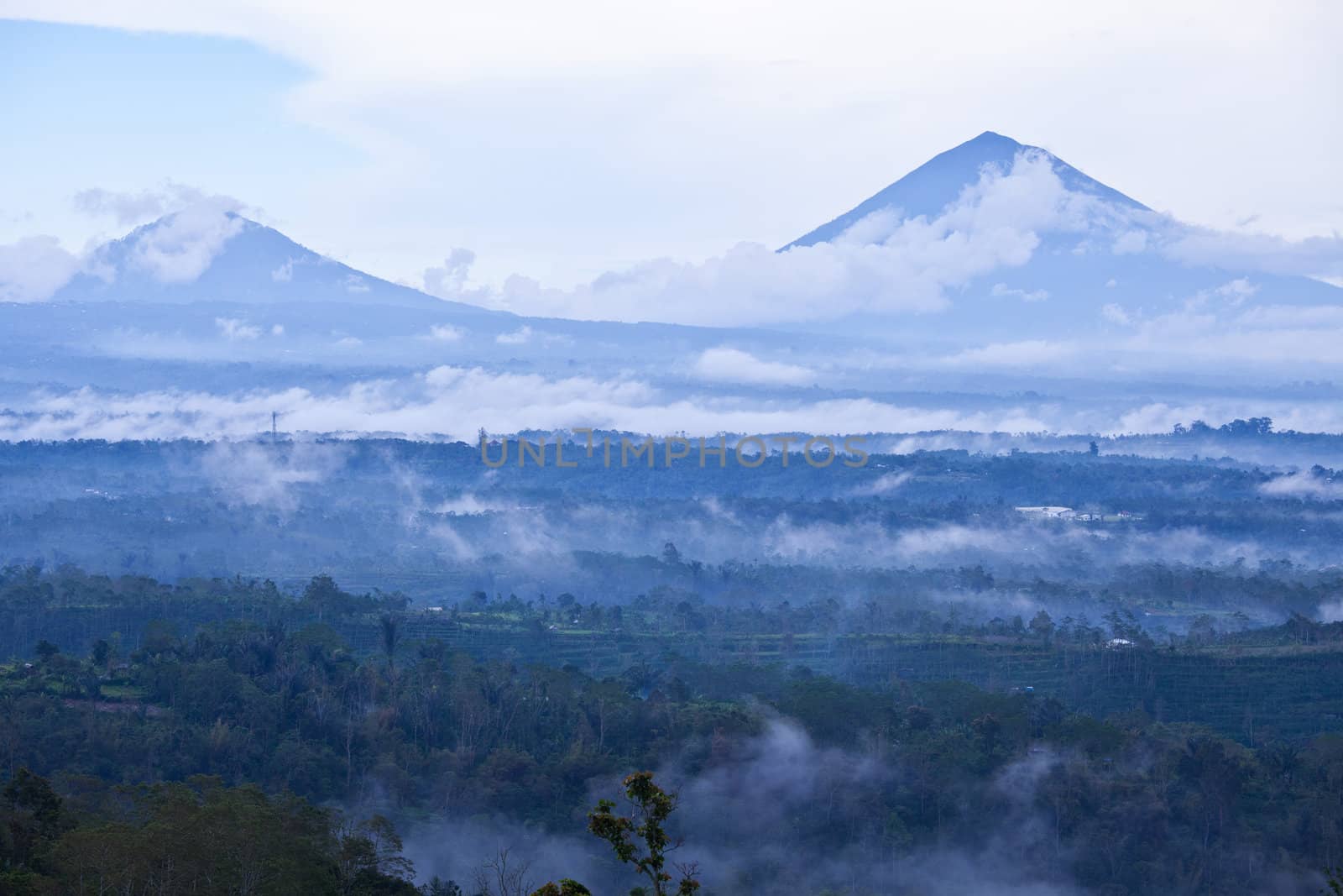 Landscape of Batur volcano on Bali island, Indonesia