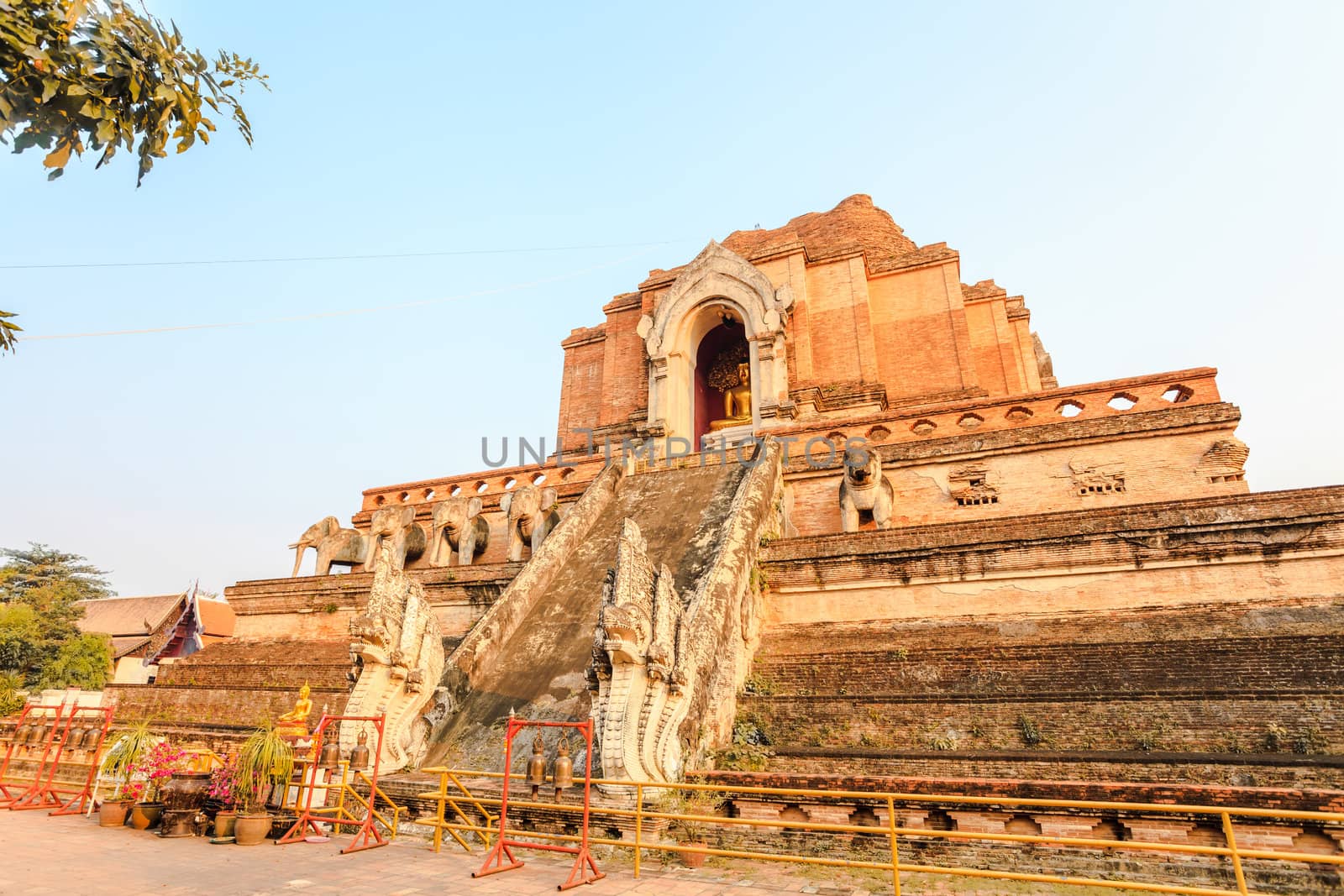 Ancient pagoda in wat chedi luang, chiang mai, thailand