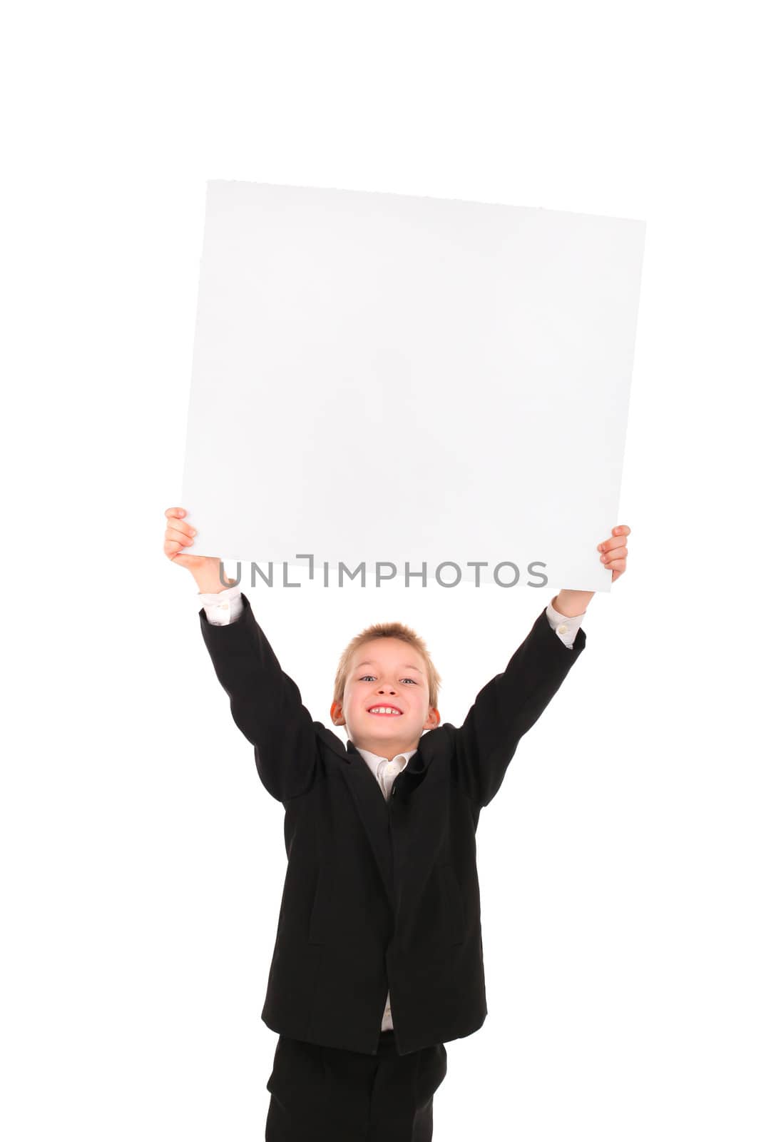 boy with blank paper by sabphoto