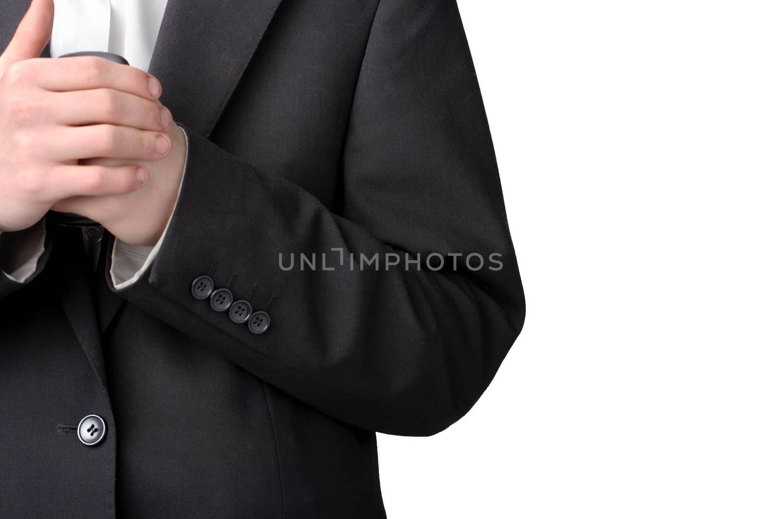 part of black suit closeup isolated on the white background