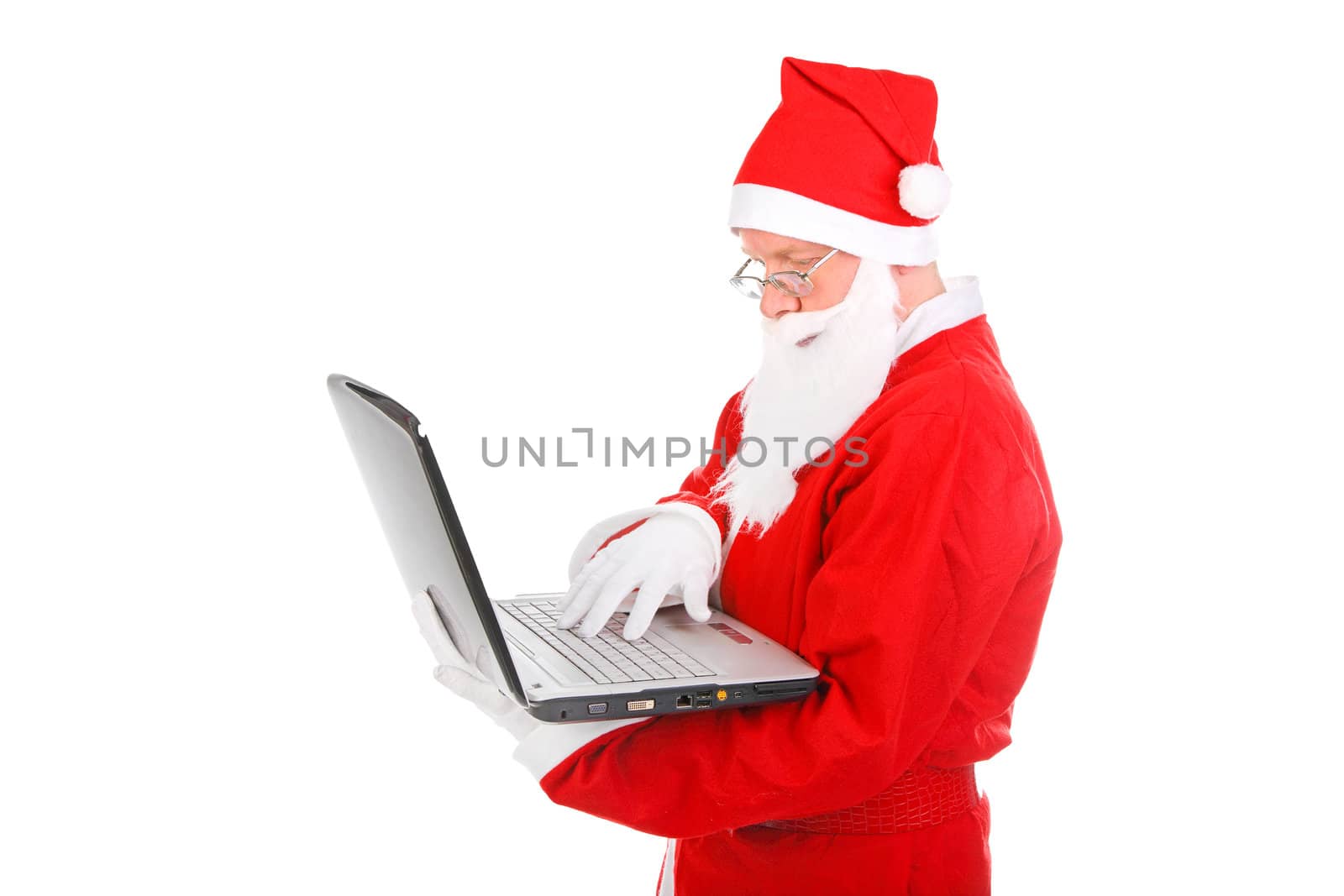 santa claus with notebook isolated on the white