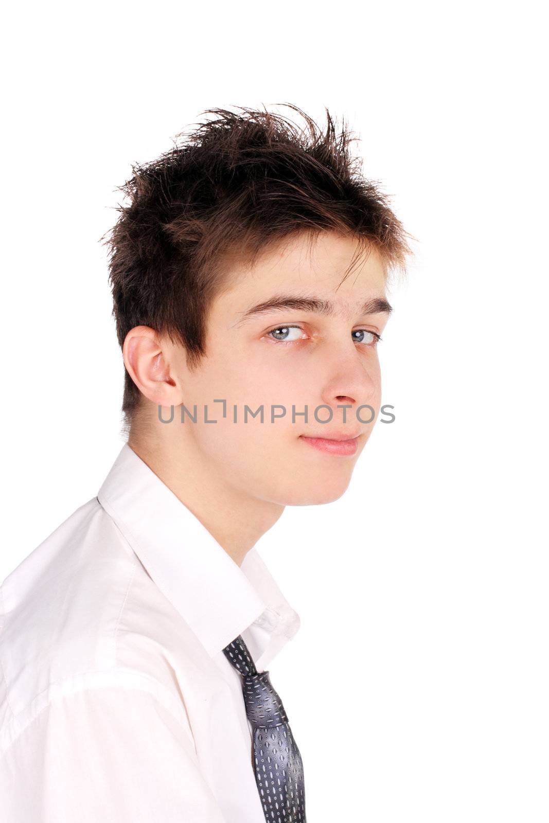 Side view of Shaggy Teenager. Isolated on the White