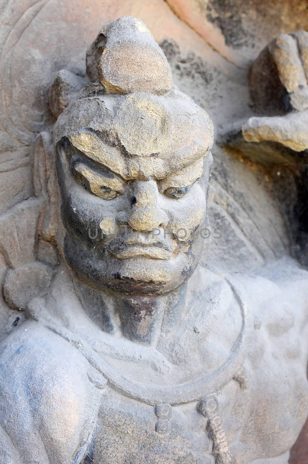 Ancient buddha statue in caves in Sichuan, China