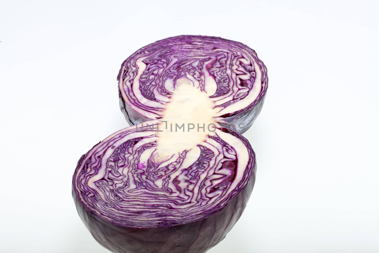Red Cabbage cross section on White Background 